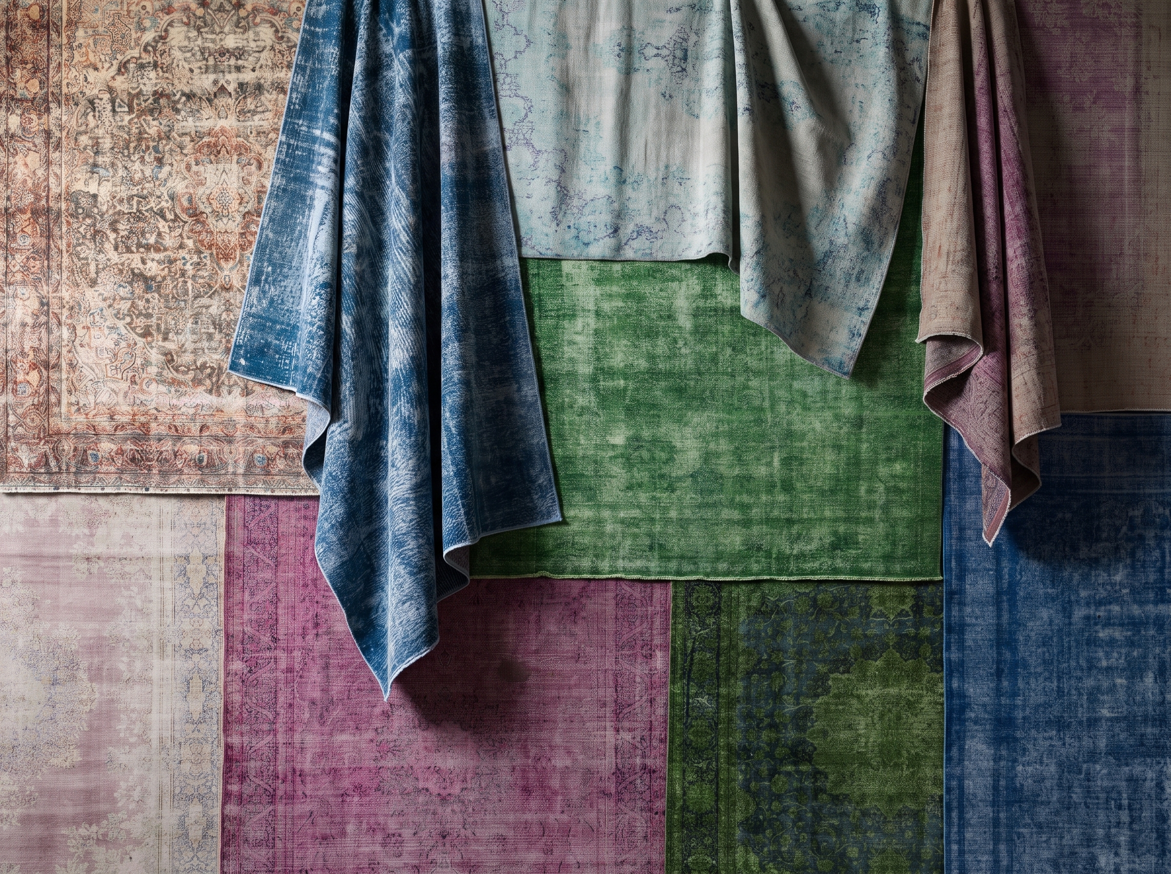 UNS rug gallery corridor, hand-knotted rugs and ceramic vessels