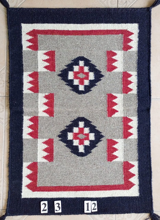 Navajo Dhurrie Patterned Wool Rugs  - Multi Coloured 2 x 3