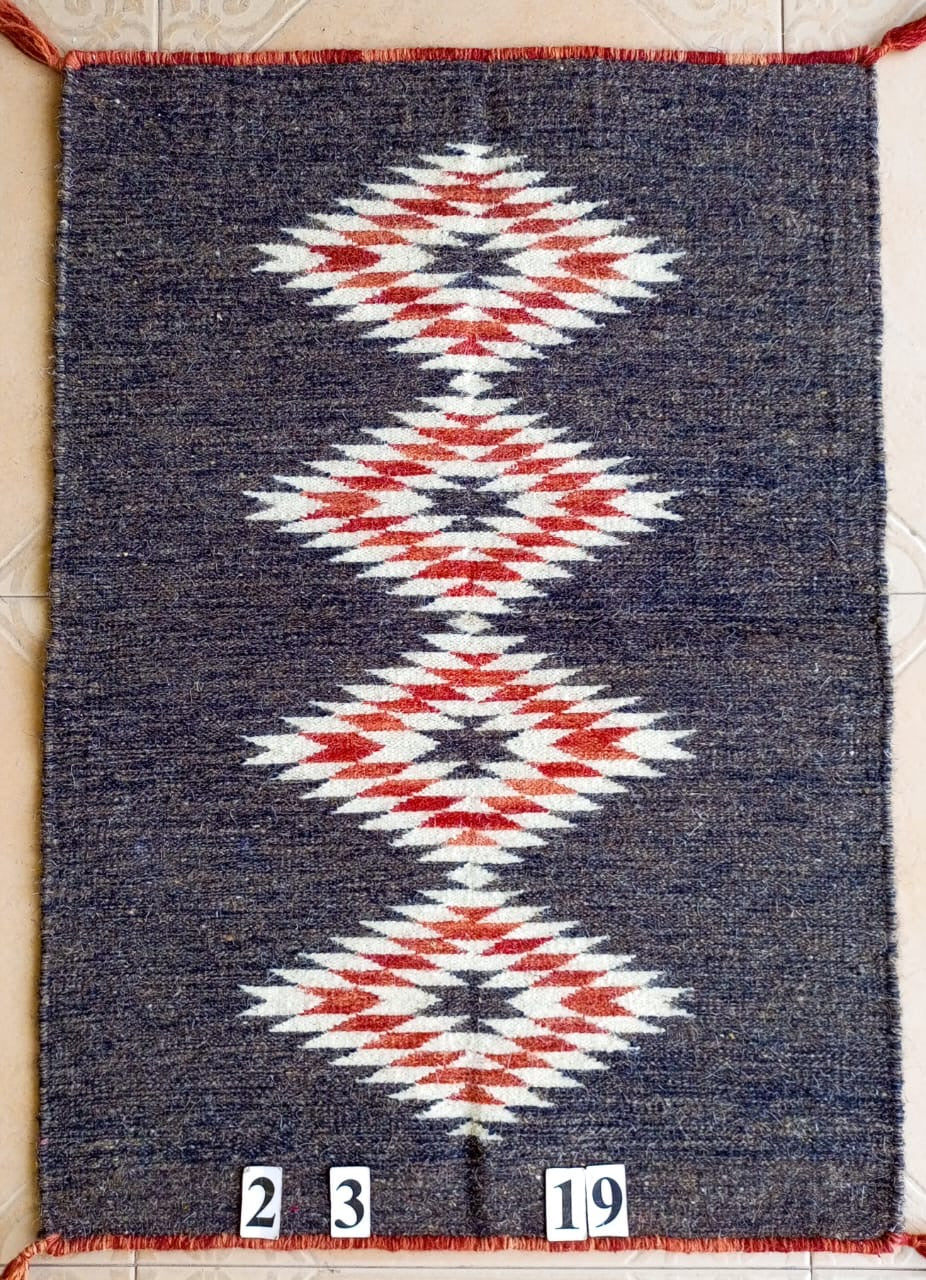 Navajo Dhurrie Patterned Wool Rugs  - Multi Coloured 2 x 3