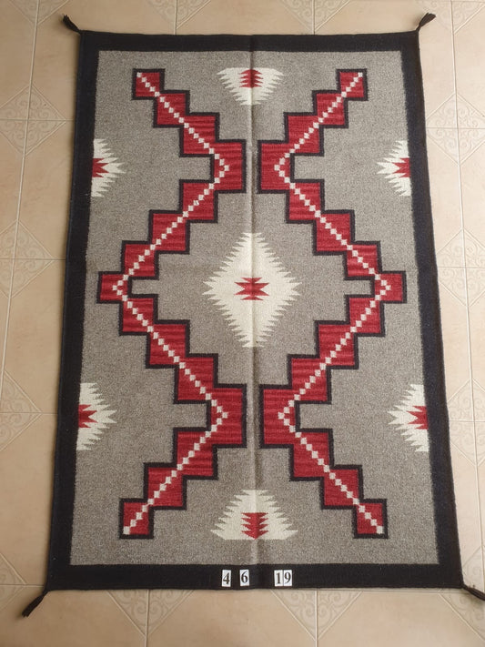 Navajo Dhurrie Patterned Wool Rugs  - Multi Coloured 4 x 6