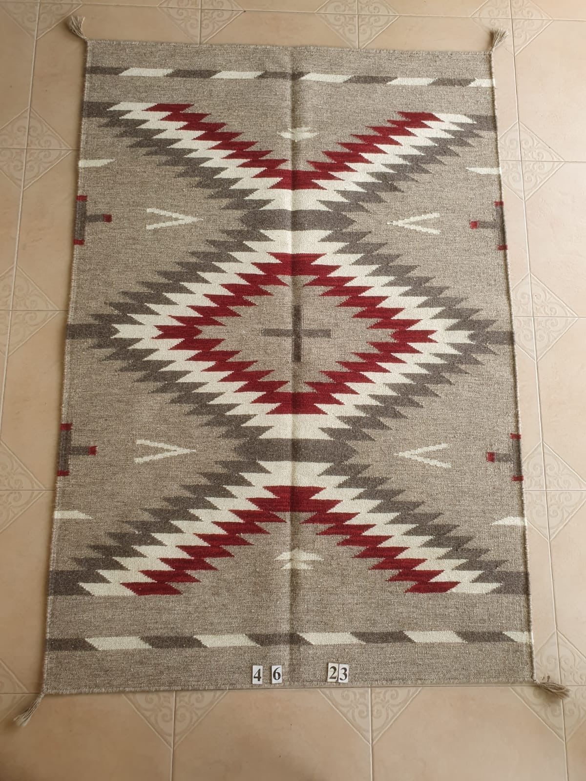 Navajo Dhurrie Patterned Wool Rugs  - Multi Coloured 4 x 6