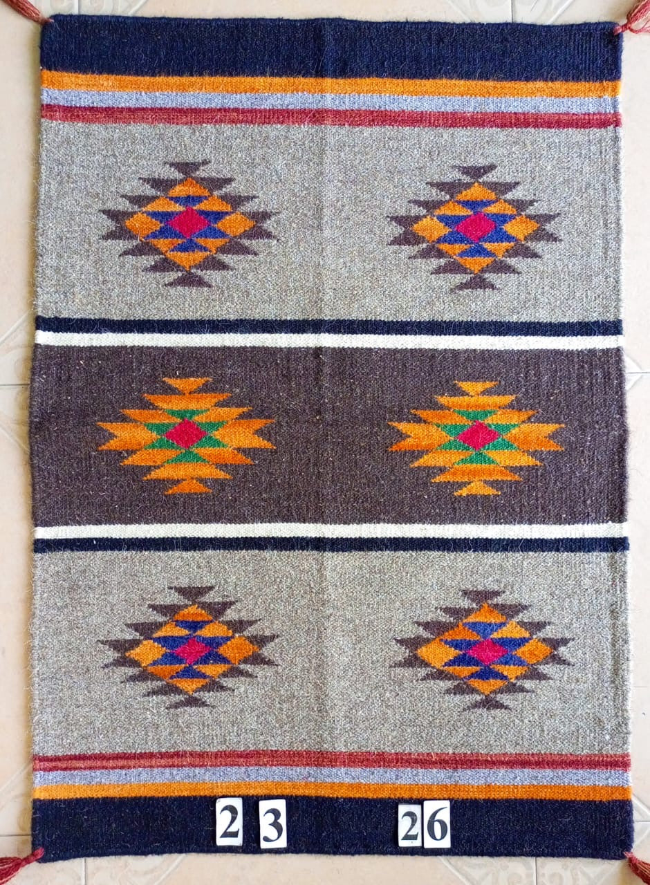 Navajo Dhurrie Patterned Wool Rugs  - Multi Coloured 2 x 3