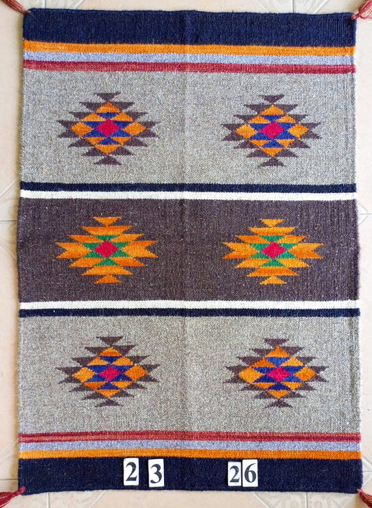 Navajo Dhurrie Patterned Wool Rugs  - Multi Coloured 2 x 3