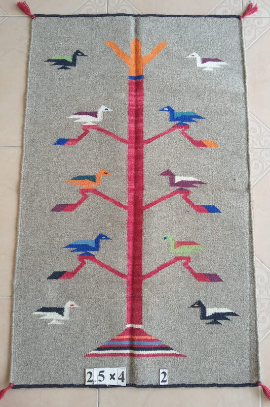 Navajo Dhurrie Patterned Wool Rugs  - Multi Coloured 2'5 x 4