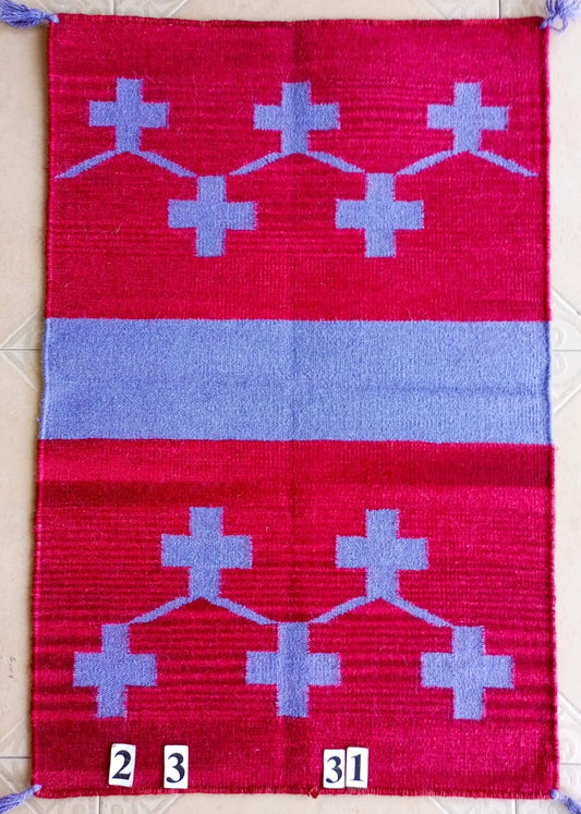 Navajo Dhurrie Patterned Wool Rugs  - Multi Coloured 2 x 3