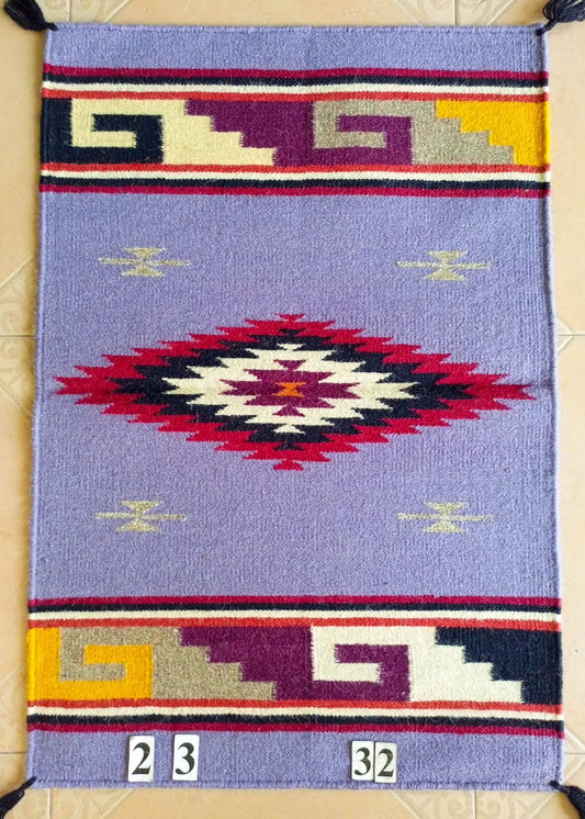 Navajo Dhurrie Patterned Wool Rugs  - Multi Coloured 2 x 3