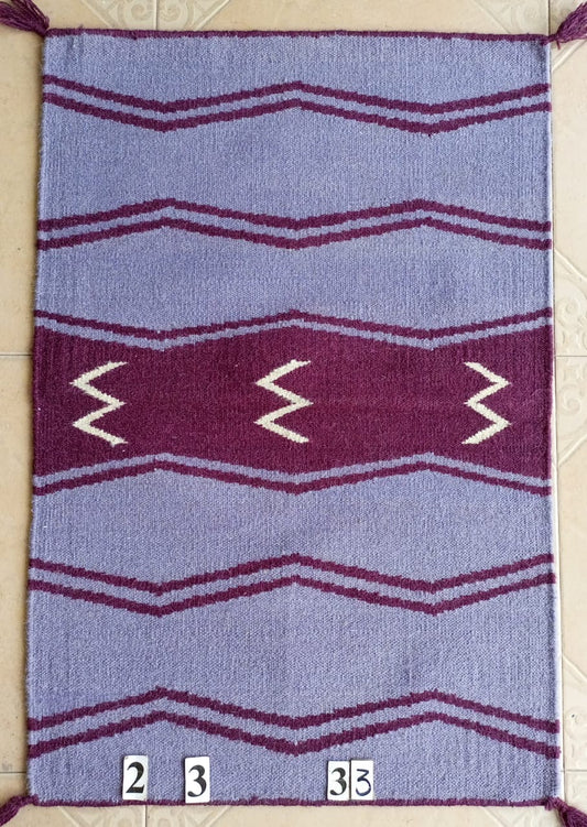 Navajo Dhurrie Patterned Wool Rugs  - Multi Coloured 2 x 3