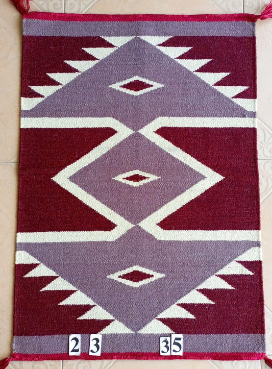 Navajo Dhurrie Patterned Wool Rugs  - Multi Coloured 2 x 3