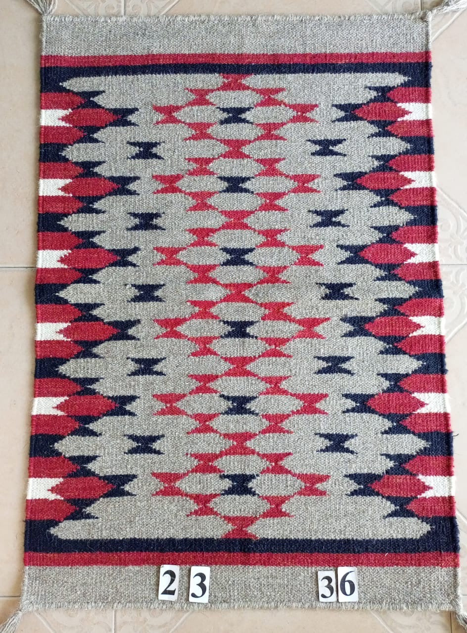 Navajo Dhurrie Patterned Wool Rugs  - Multi Coloured 2 x 3