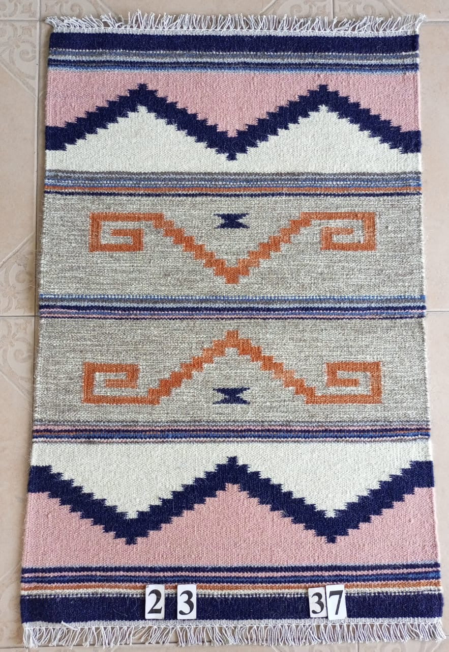 Navajo Dhurrie Patterned Wool Rugs  - Multi Coloured 2 x 3