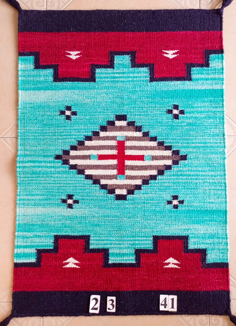 Navajo Dhurrie Patterned Wool Rugs  - Multi Coloured 2 x 3