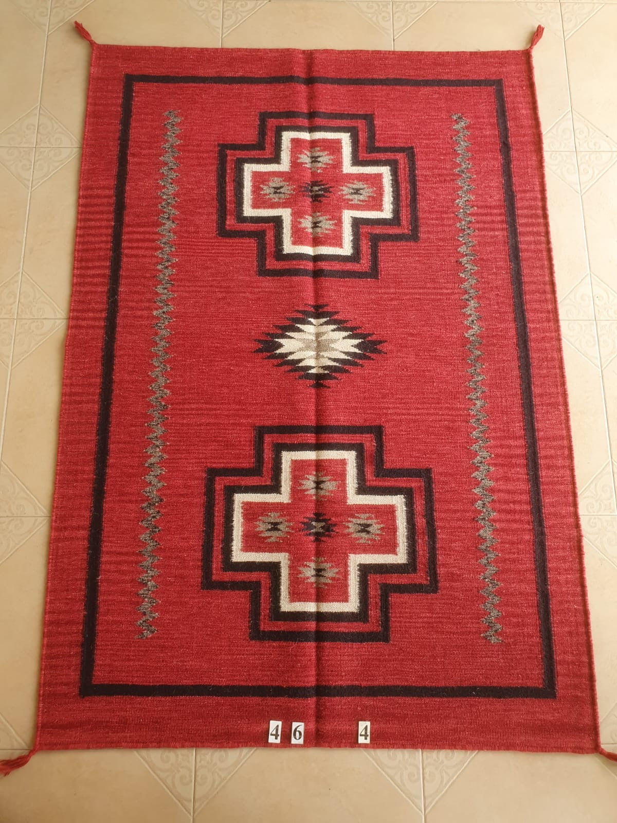 Navajo Dhurrie Patterned Wool Rugs  - Multi Coloured 4 x 6