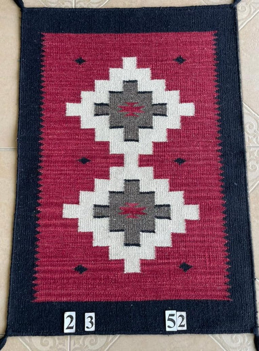 Navajo Dhurrie Patterned Wool Rugs  - Multi Coloured 2 x 3