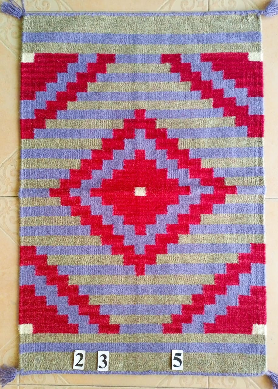 Navajo Dhurrie Patterned Wool Rugs  - Multi Coloured 2 x 3