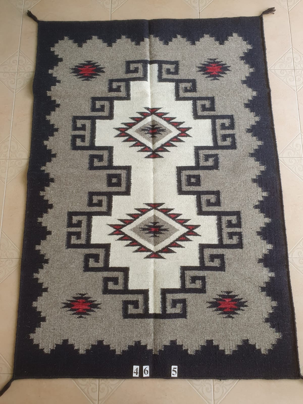 Navajo Dhurrie Patterned Wool Rugs  - Multi Coloured 4 x 6