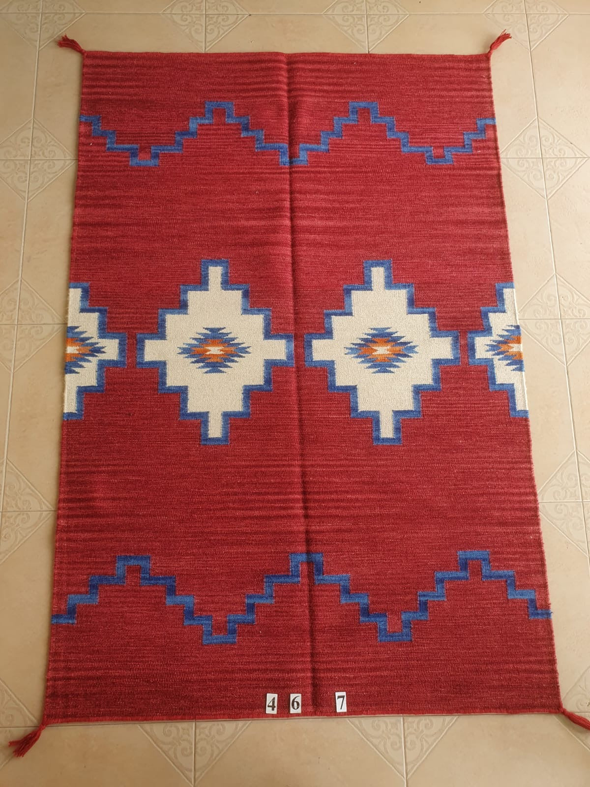 Navajo Dhurrie Patterned Wool Rugs  - Multi Coloured 4 x 6