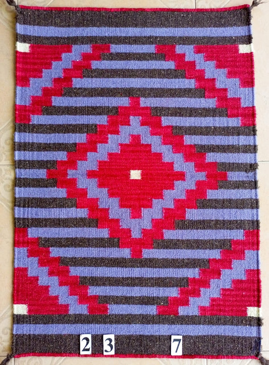 Navajo Dhurrie Patterned Wool Rugs  - Multi Coloured 2 x 3