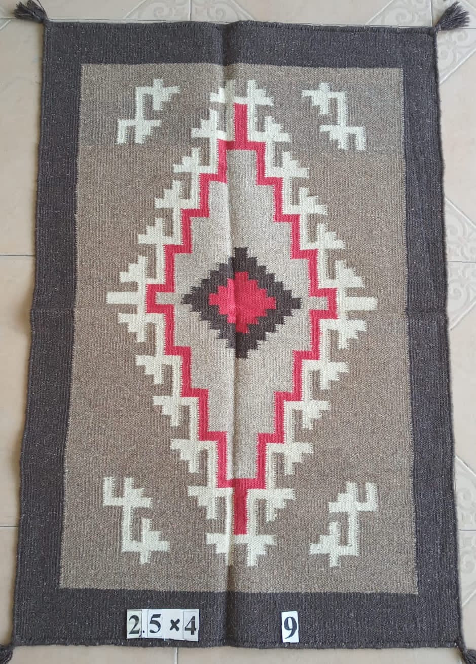 Navajo Dhurrie Patterned Wool Rugs  - Multi Coloured 2'5 x 4