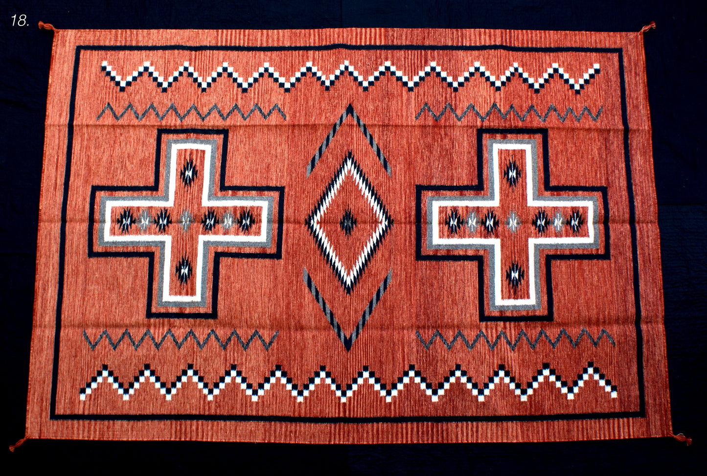 Navajo Dhurrie Patterned Wool Rugs  - Multi Coloured 9 x 12