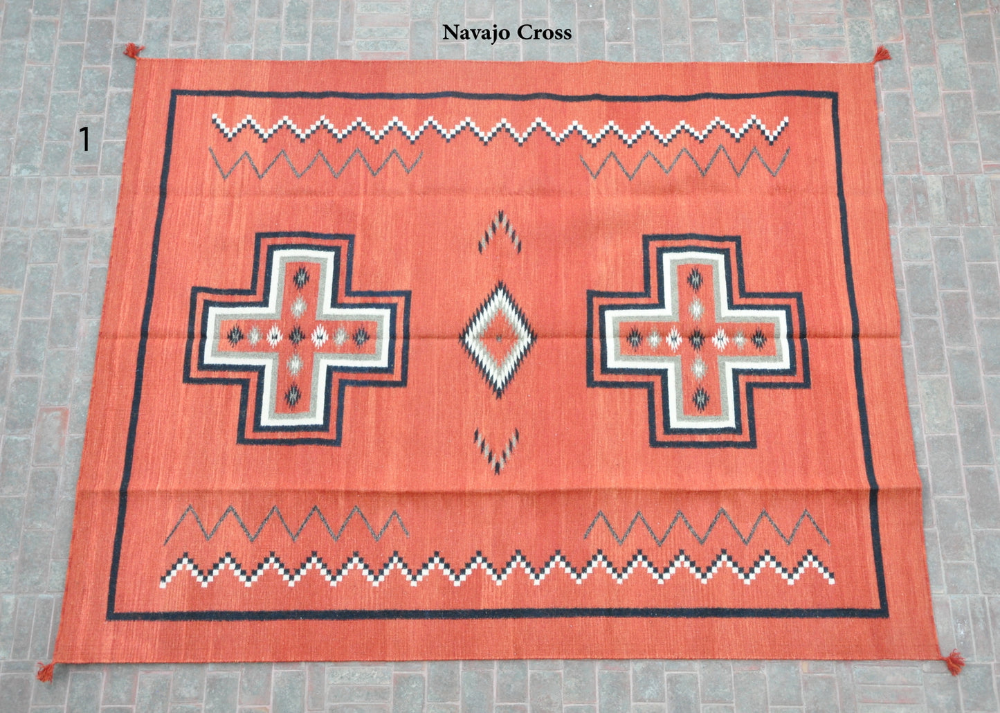 Navajo Dhurrie Patterned Wool Rugs  - Multi Coloured 8 x 10