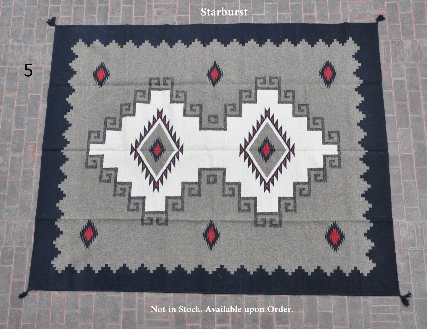 Navajo Dhurrie Patterned Wool Rugs  - Multi Coloured 8 x 10