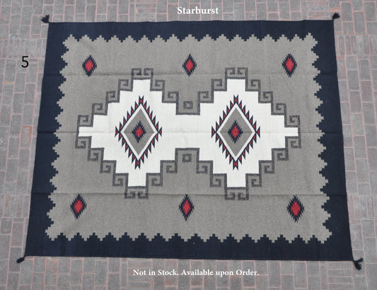 Navajo Dhurrie Patterned Wool Rugs  - Multi Coloured 8 x 10