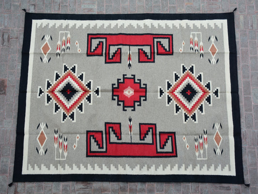 Navajo Dhurrie Patterned Wool Rugs  - Multi Coloured 8 x 10