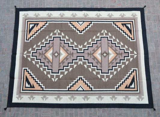 Navajo Dhurrie Patterned Wool Rugs  - Multi Coloured 9 x 12