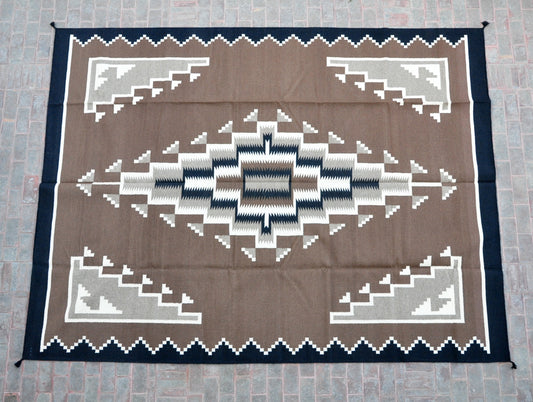 Navajo Dhurrie Patterned Wool Rugs  - Multi Coloured 9 x 12