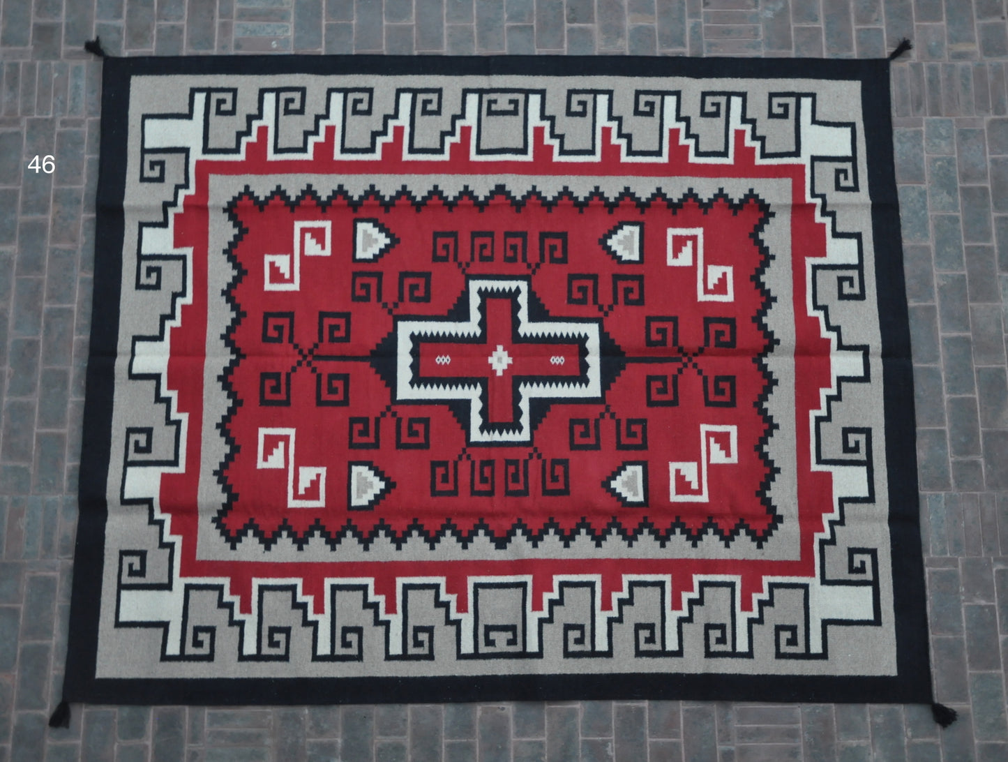 Navajo Dhurrie Patterned Wool Rugs  - Multi Coloured 8 x 10