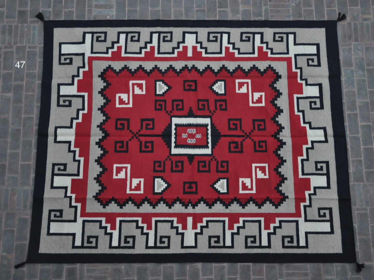 Navajo Dhurrie Patterned Wool Rugs  - Multi Coloured 8 x 10