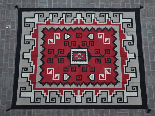 Navajo Dhurrie Patterned Wool Rugs  - Multi Coloured 8 x 10