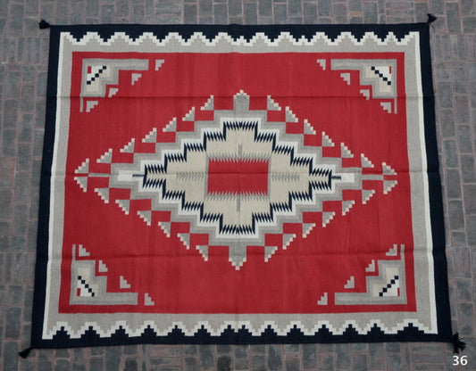 Navajo Dhurrie Patterned Wool Rugs  - Multi Coloured 8 x 10