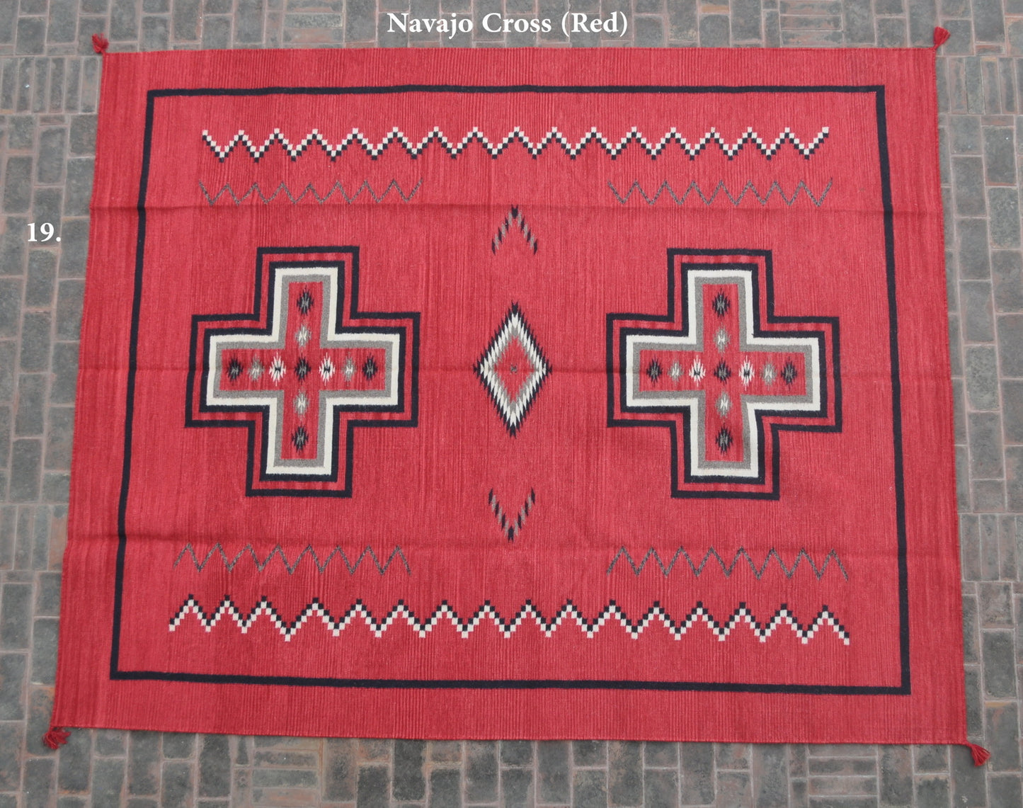 Navajo Dhurrie Patterned Wool Rugs  - Multi Coloured 8 x 10