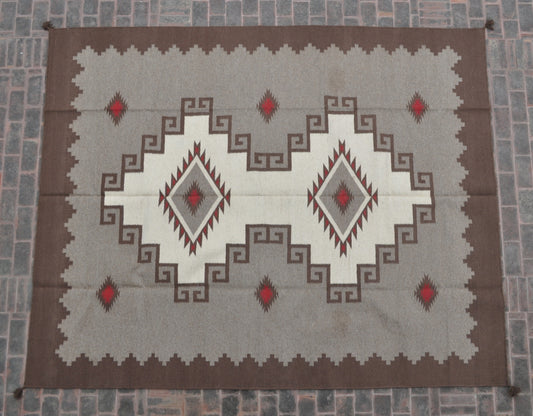 Navajo Dhurrie Patterned Wool Rugs  - Multi Coloured 8 x 10