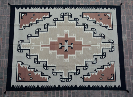 Navajo Dhurrie Patterned Wool Rugs  - Multi Coloured 9 x 12