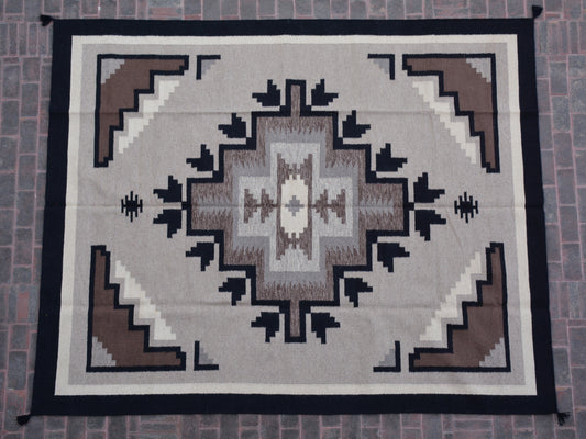 Navajo Dhurrie Patterned Wool Rugs  - Multi Coloured 8 x 10