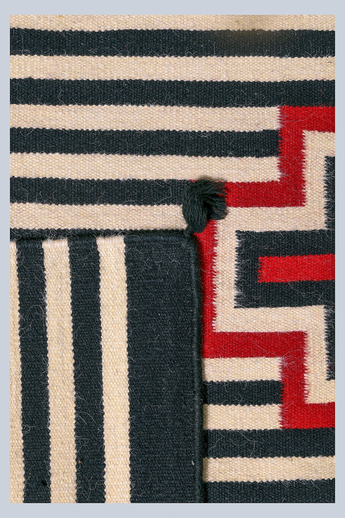 Dhurrie Patterned Wool Rugs  - Multi Coloured 2 x 6