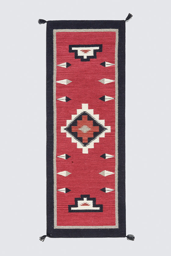 Dhurrie Patterned Wool Rugs  - Multi Coloured 2 x 6