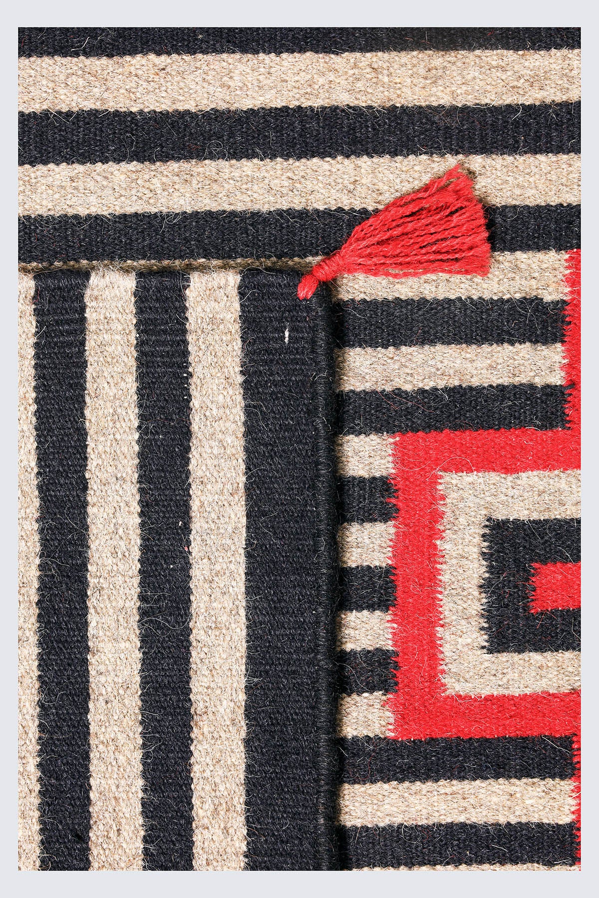 Dhurrie Patterned Wool Rugs  - Multi Coloured 2 x 6